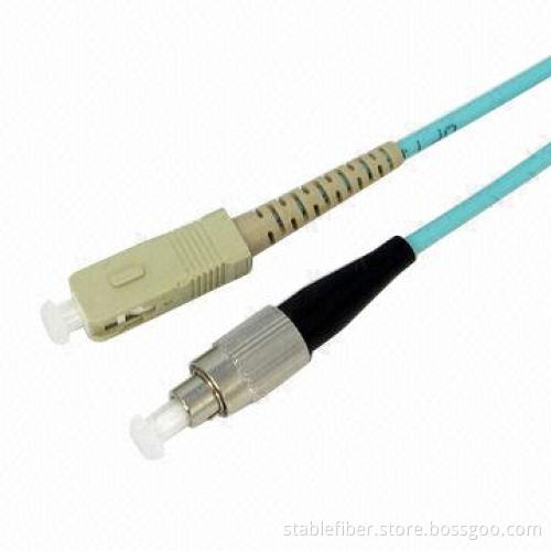 OM3 SC-FC Simplex Fiber-optic Patch Cord with -40 to 85°C Operating Temperature